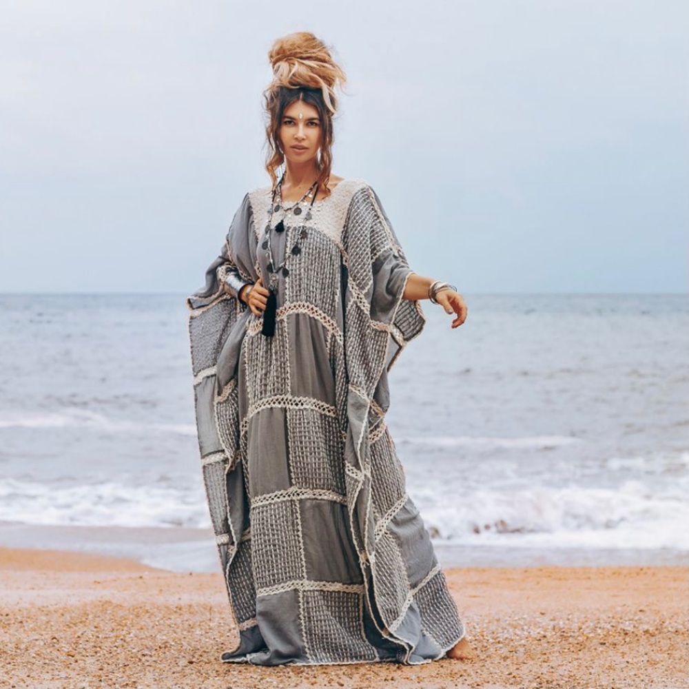 Zora Hand Stitch Crochet Dress Kaftan Handmade
